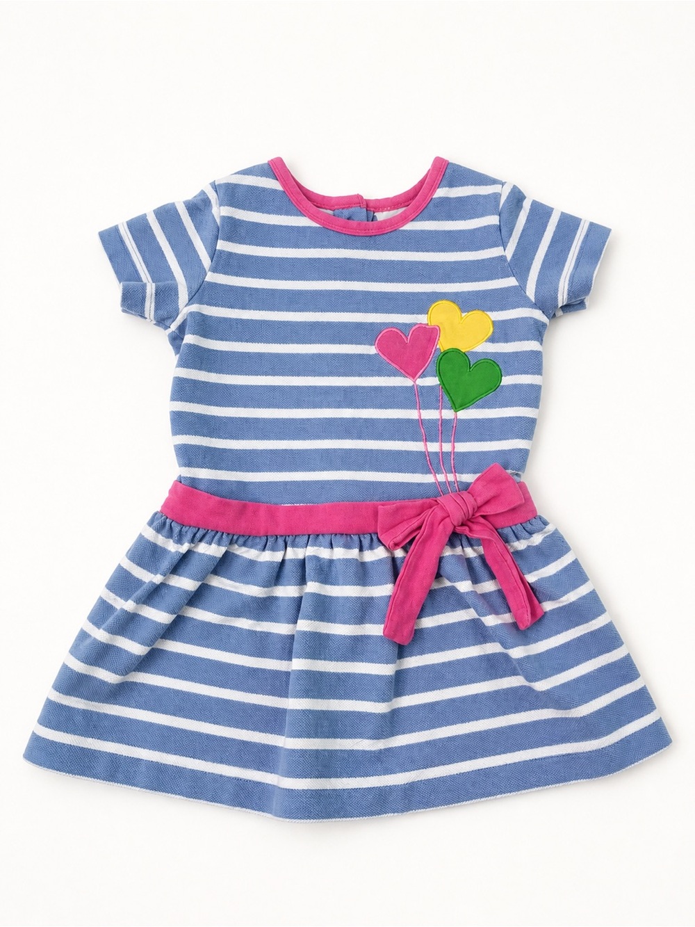 Florence Eiseman Dress with Pink Trim and Heart Balloons